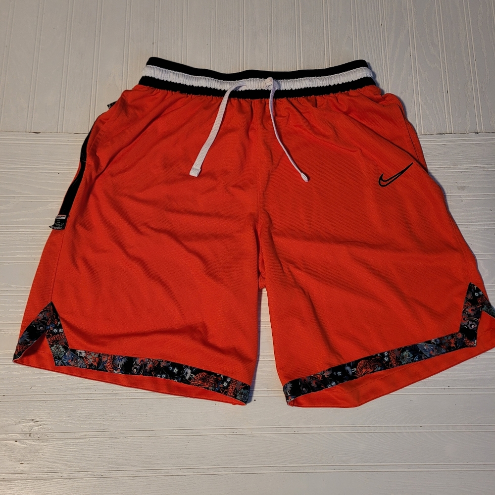 NIKE DNA Mens Womens Orange Floral Trim Zipper side pocket Tie waist Basketball